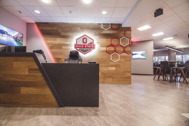 A photograph of the eSports arena located in Lincoln Tower